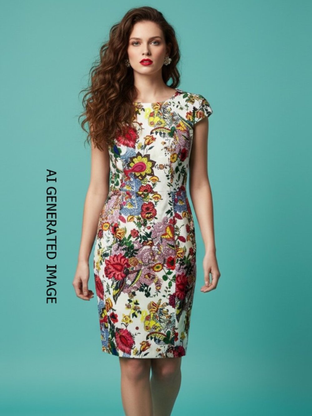 Jessica Multicolor Floral Sheath Dress Size 2